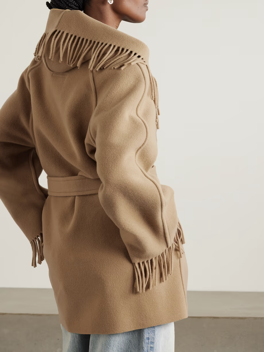 Belted Hooded Robe Cape Wrap Double Breasted Oversized